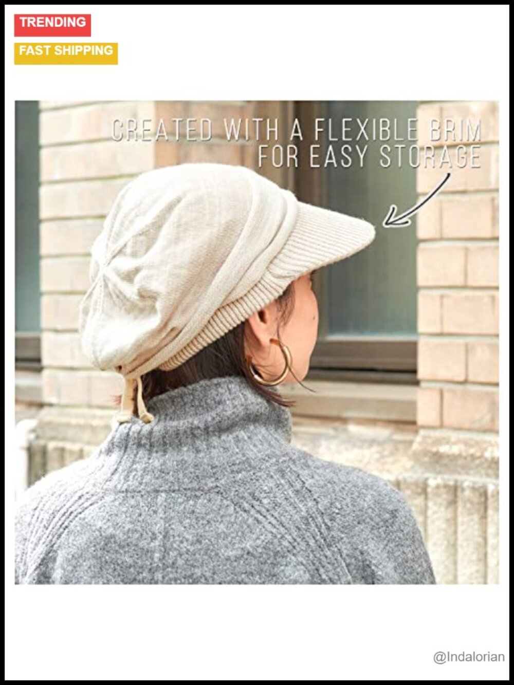 Organic Cotton Slouchy Visor Beanie UPF50+ Foldable Brim Chemo Hat - Picture 4 of 6